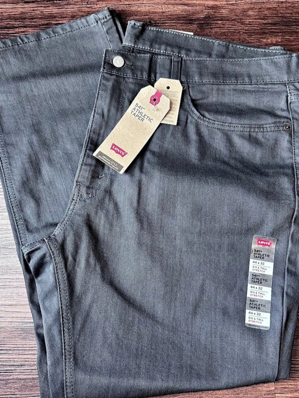 Levi's 541 Jeans Mens W44 L31 * Grey Athletic Taper Big & Tall Stretch Denim New
